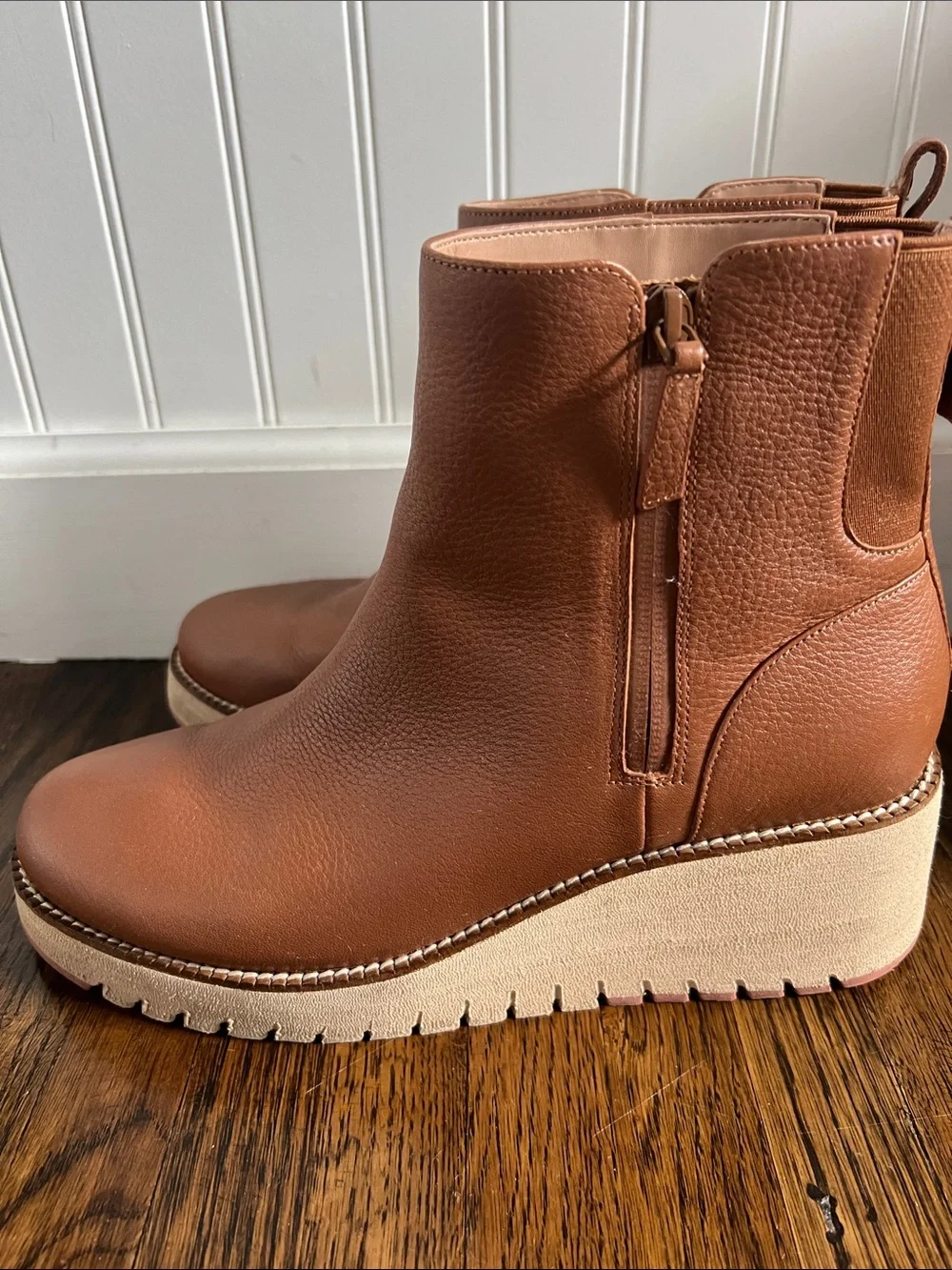 Cole Haan Zerogrand Cityquest Waterproof Brown Leather Wedge Booties